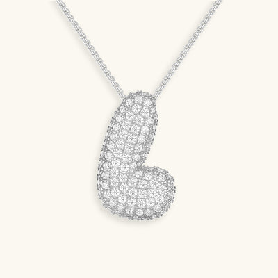 18k Gold Bubble Name Necklace with Diamond Accent