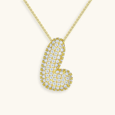 18k Gold Bubble Name Necklace with Diamond Accent