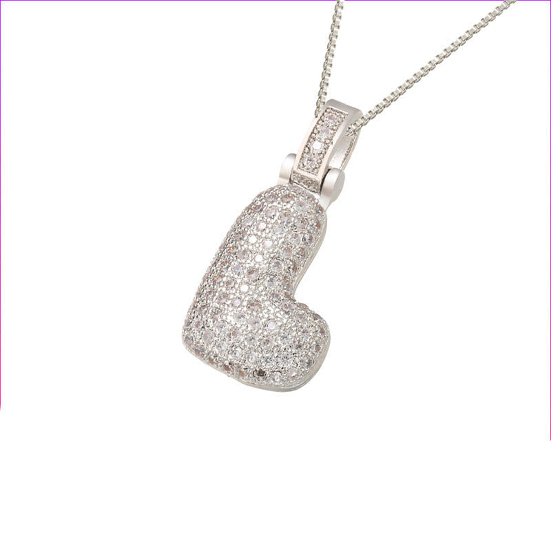 Initial Pave Bubble Necklace in 18k Gold