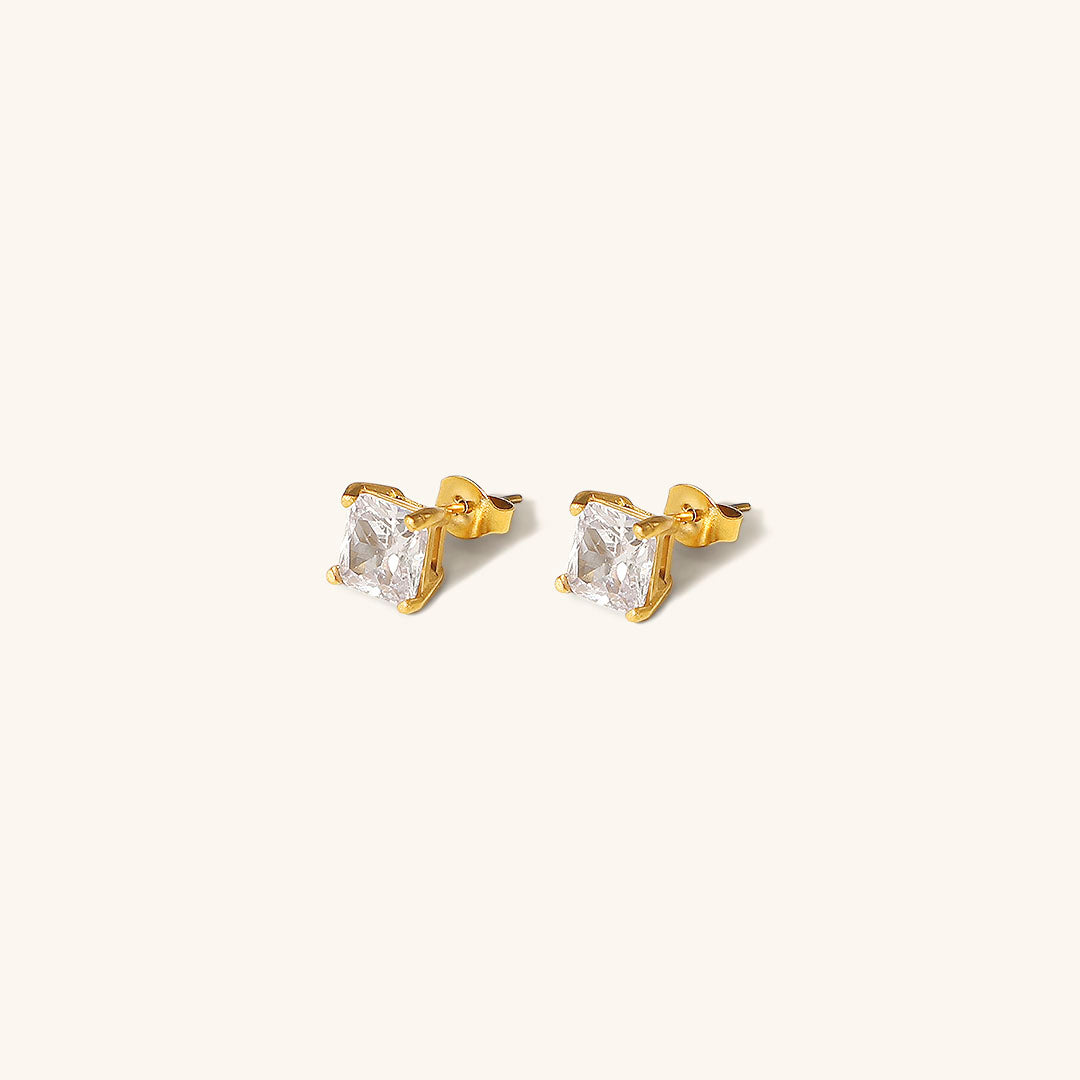 18k Gold Solitaire Earrings by Marca