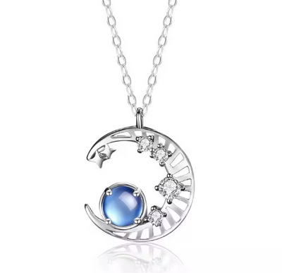 Moon Pendant Necklace with Moonstone