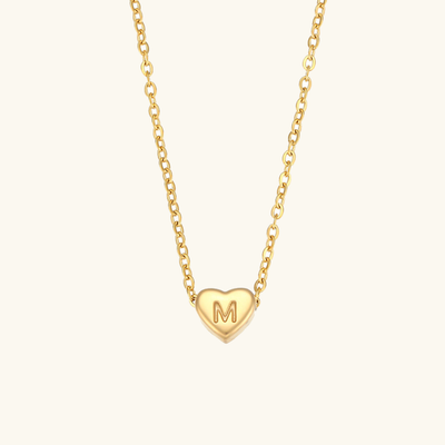 18k Gold Heart Initial Necklace