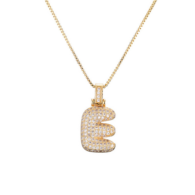 14k Gold Diamond-Studded Initial Bubble Necklace