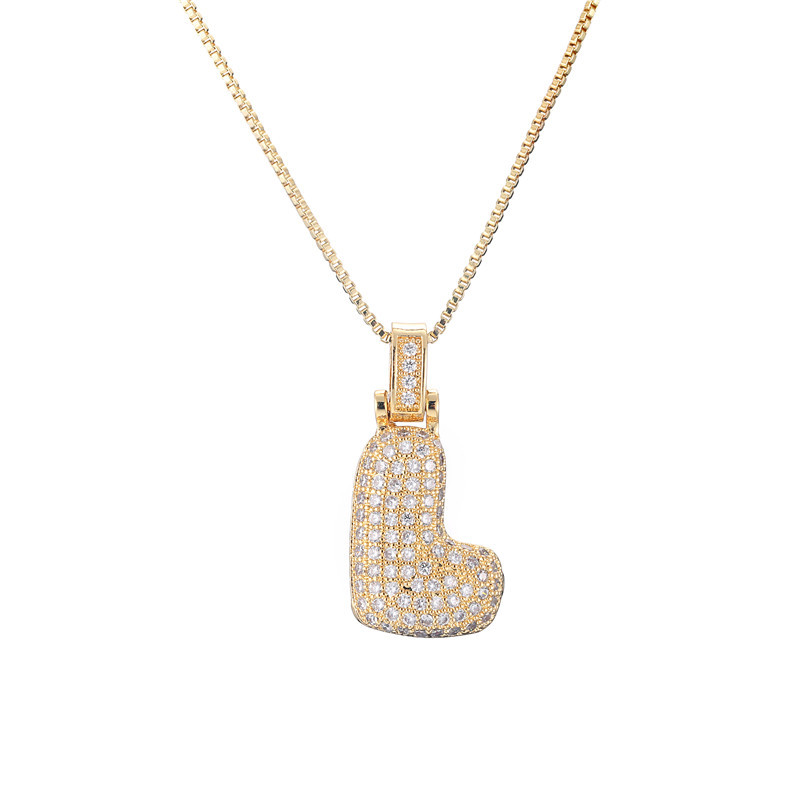 14k Gold Diamond-Studded Initial Bubble Necklace