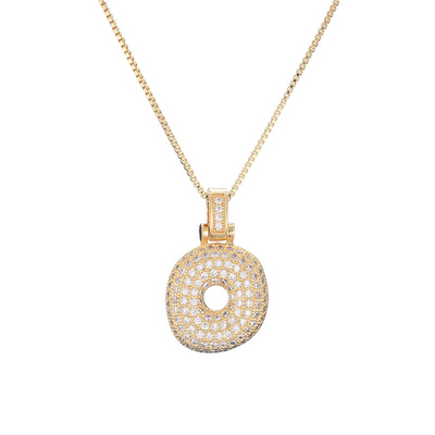 14k Gold Diamond-Studded Initial Bubble Necklace