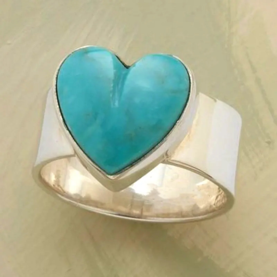 Amora™ | Silver Ring with Blue Heart Stone