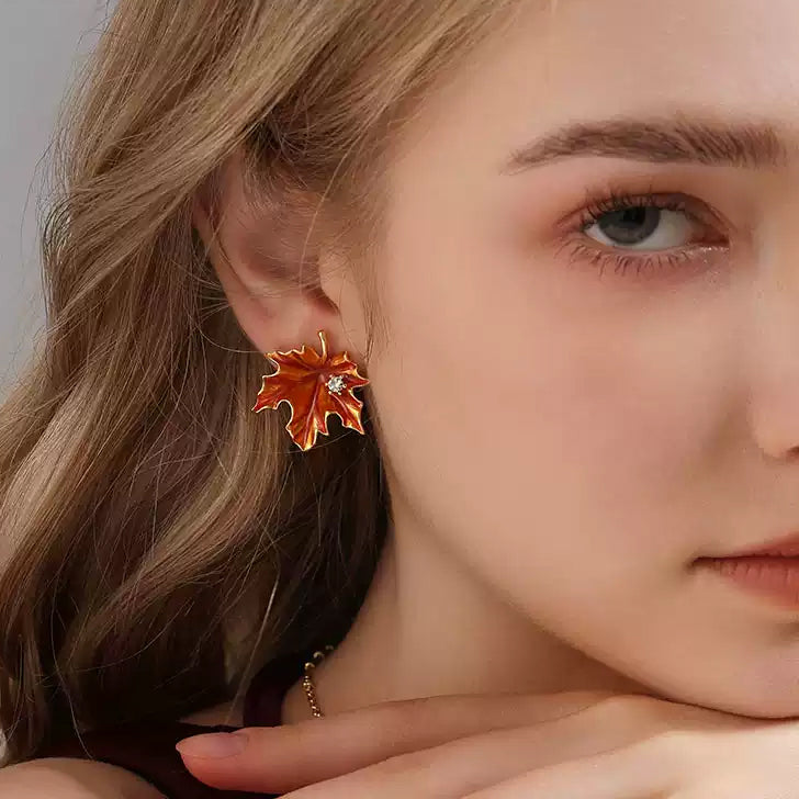 Maple Leaf Earrings in Vibrant Orange