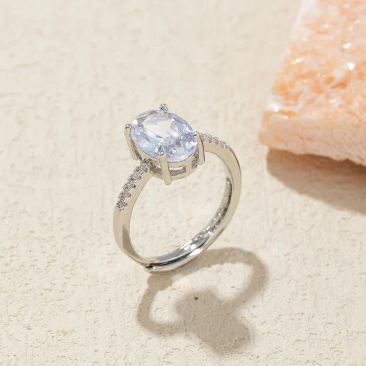 Oval Cut Natural Moonstone Ring