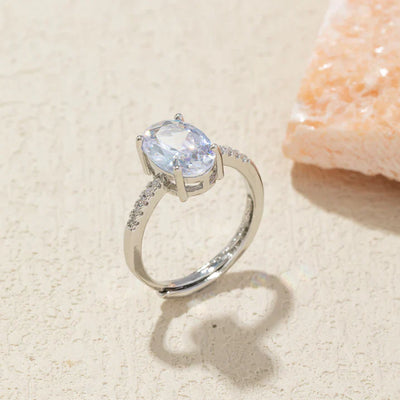 Oval Cut Natural Moonstone Ring