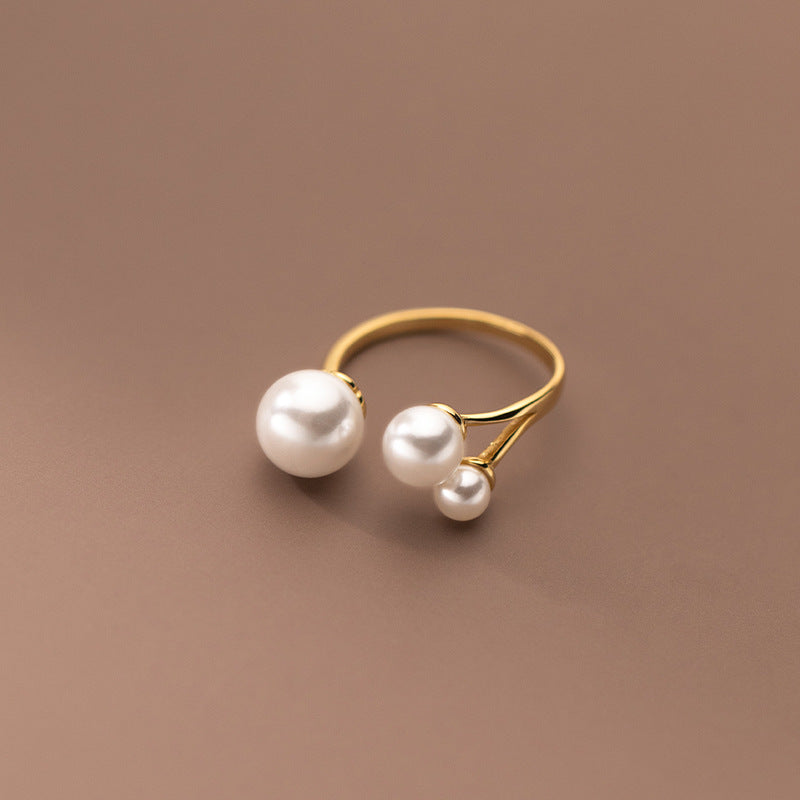 Versatile Triple Freshwater Pearl Adjustable Ring