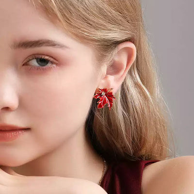 Maple Leaf Earrings in Vibrant Orange