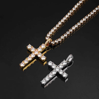 Faith™ | Gold Cross Necklace with Moissanite