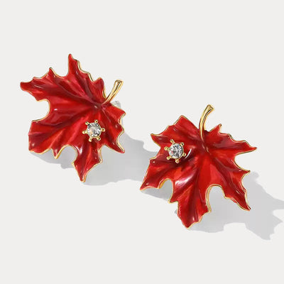 Crimson Maple Leaf Earrings