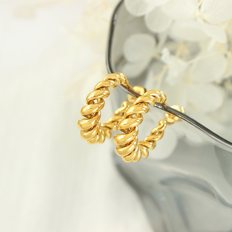 Aurum Twist 18k Gold Hoop Earrings