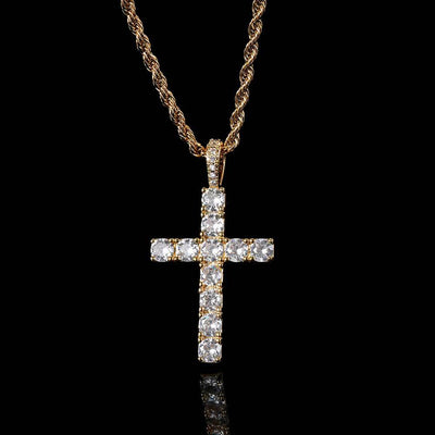 Faith™ | Gold Cross Necklace with Moissanite