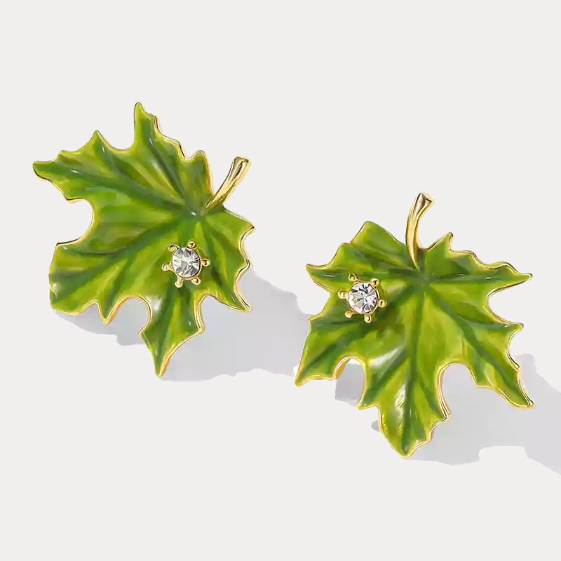 Emerald Maple Leaf Earrings