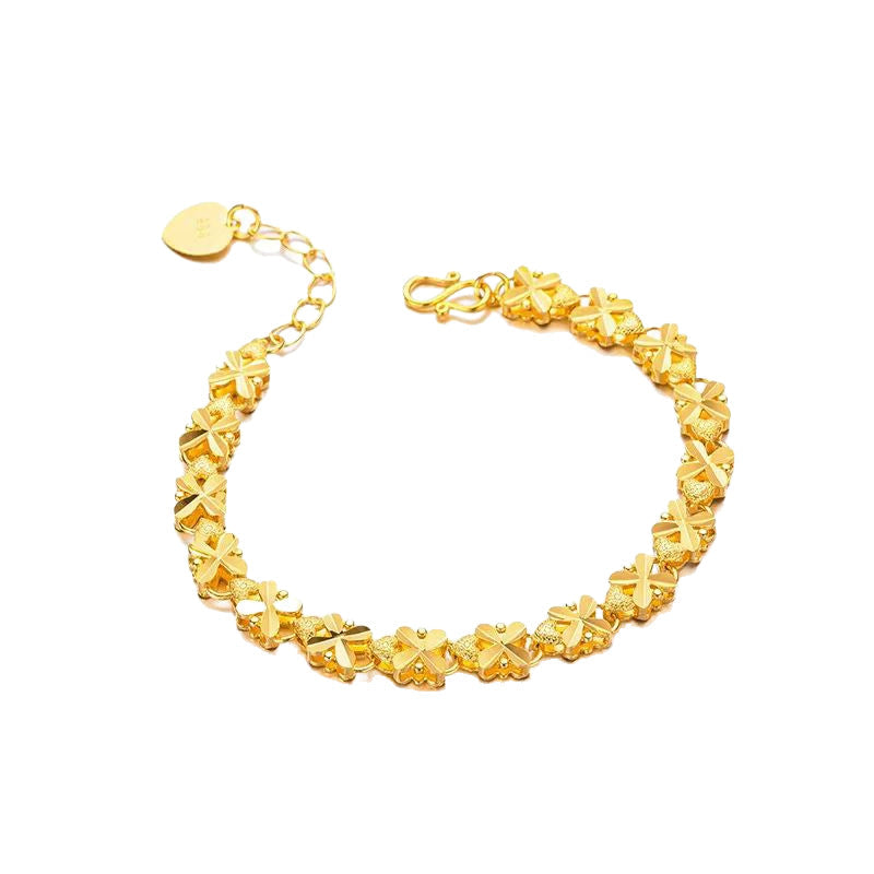 Charming Daisy-Embellished Vintage Gold Bracelet