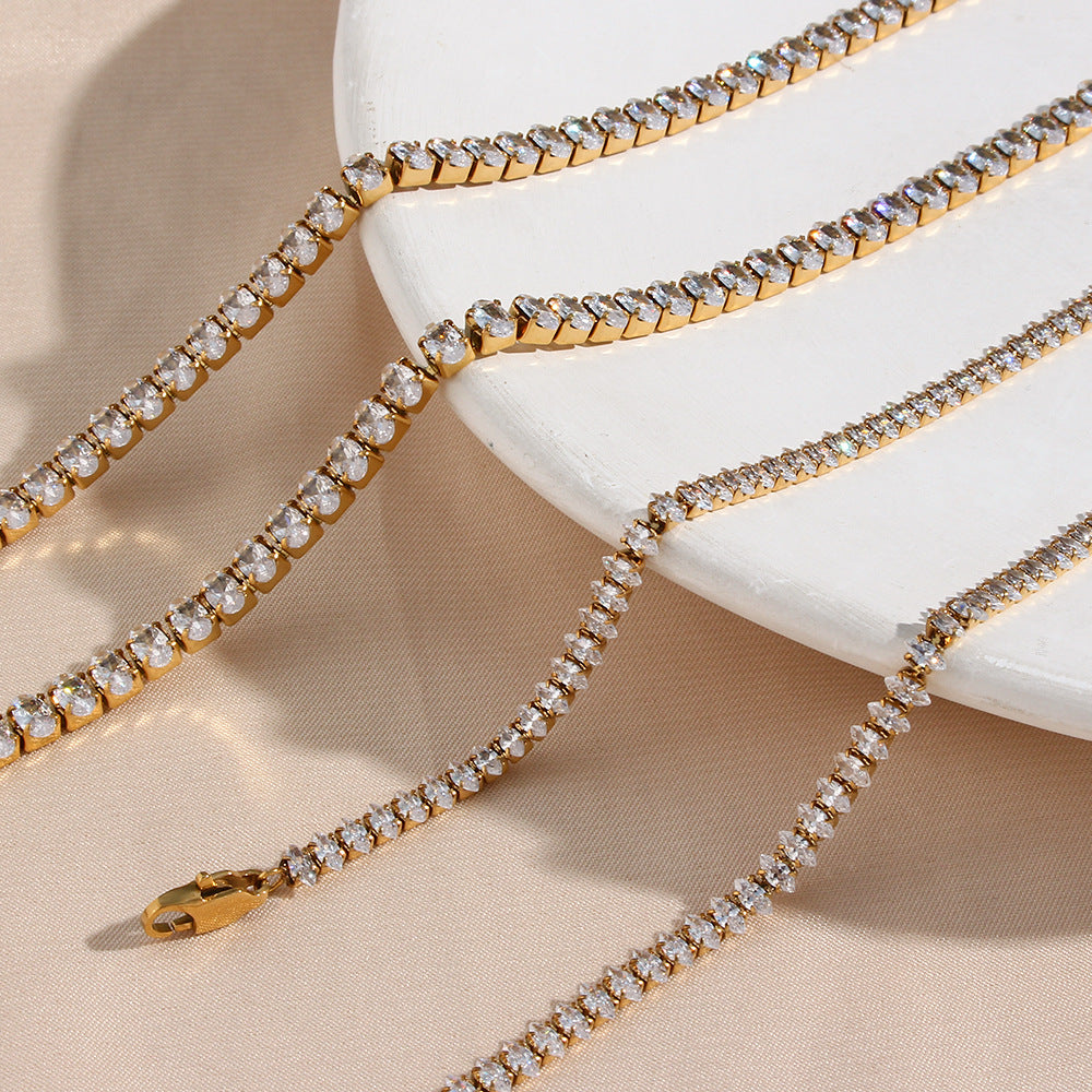 18k Gold Wisteria Tennis Necklace adorned with Diamonds