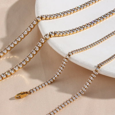 18k Gold Wisteria Tennis Necklace adorned with Diamonds