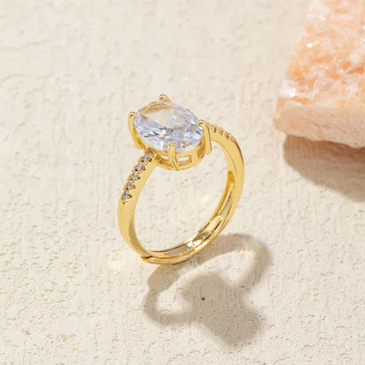 Oval Cut Natural Moonstone Ring