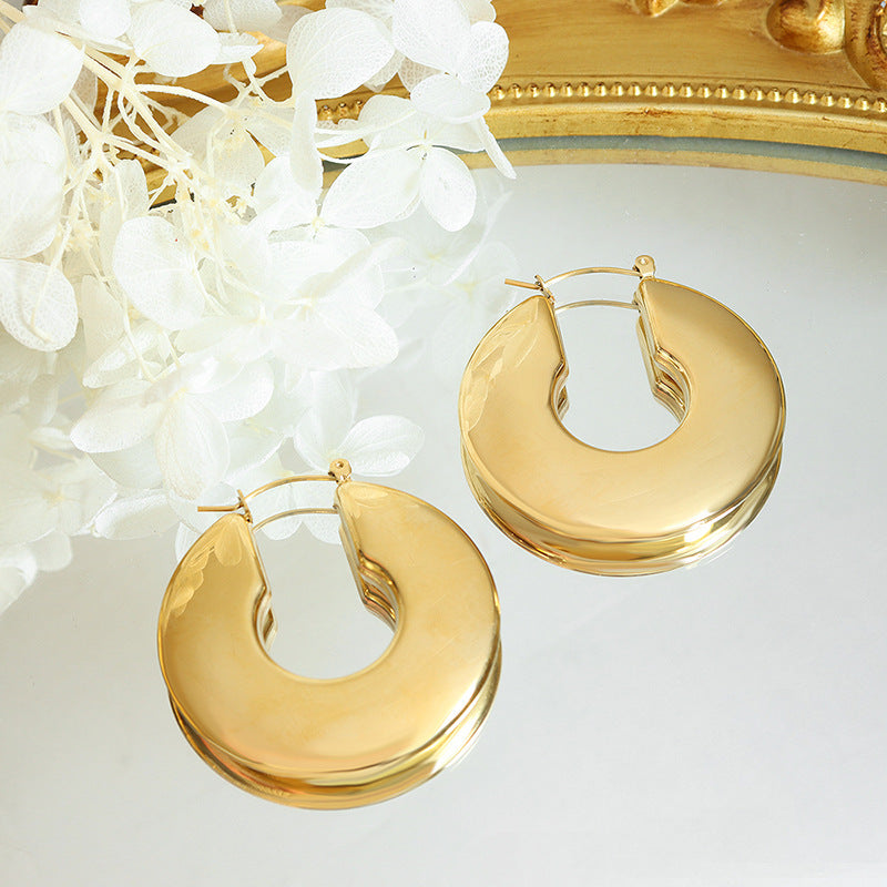 18k Gold Circle Hoop Earrings