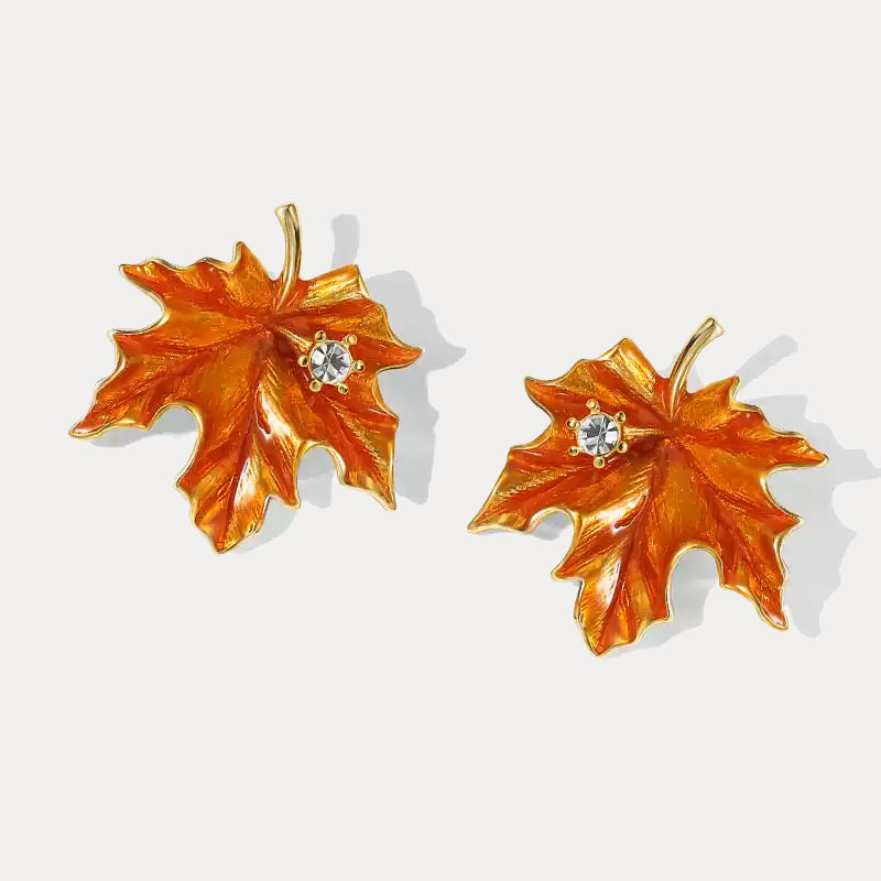 Maple Leaf Earrings in Vibrant Orange