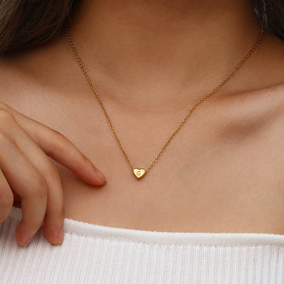 18k Gold Heart Initial Necklace