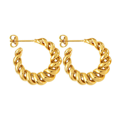 Aurum Twist 18k Gold Hoop Earrings