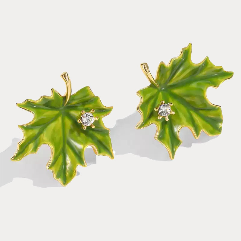 Emerald Maple Leaf Earrings