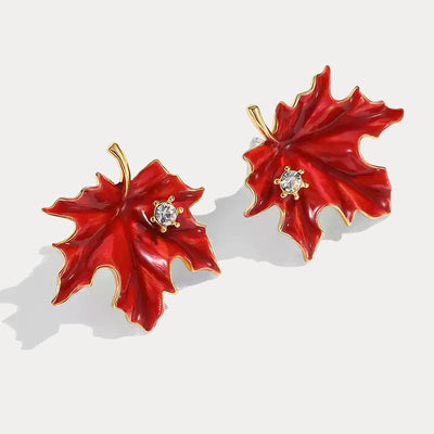 Crimson Maple Leaf Earrings