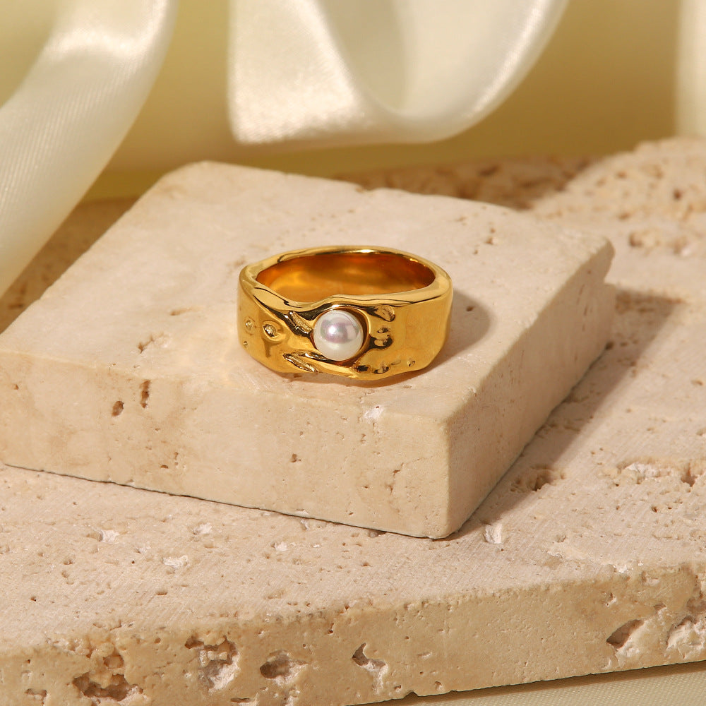 Cerulia 14k Gold Ring Adorned with Freshwater Pearls