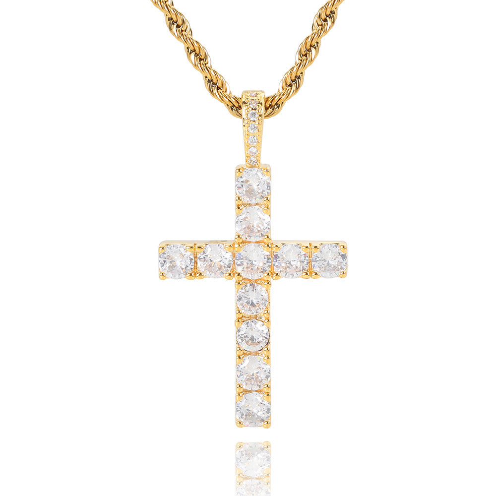 Faith™ | Gold Cross Necklace with Moissanite