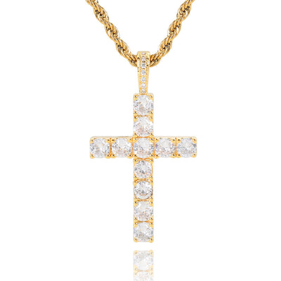 Faith™ | Gold Cross Necklace with Moissanite