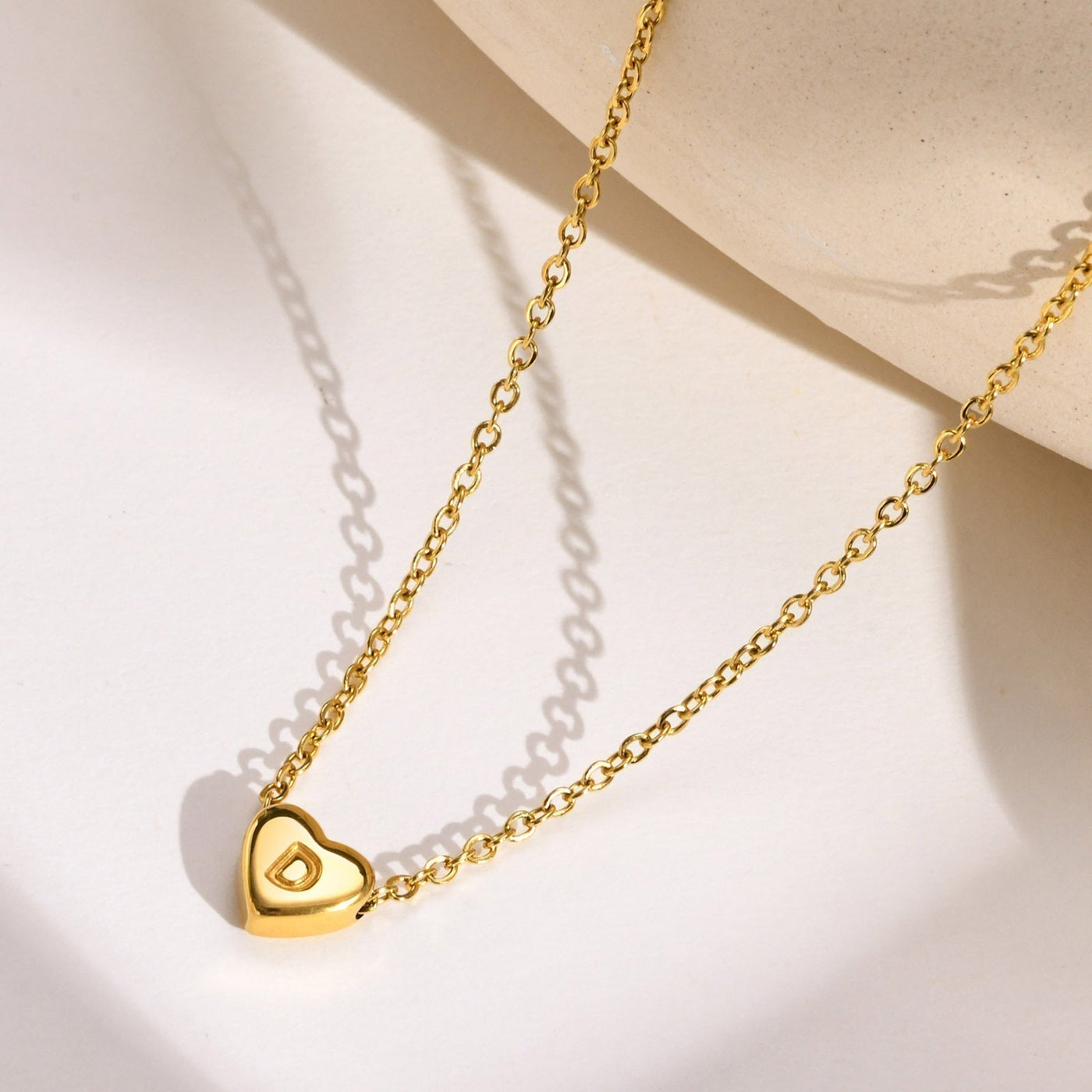 18k Gold Heart Initial Necklace