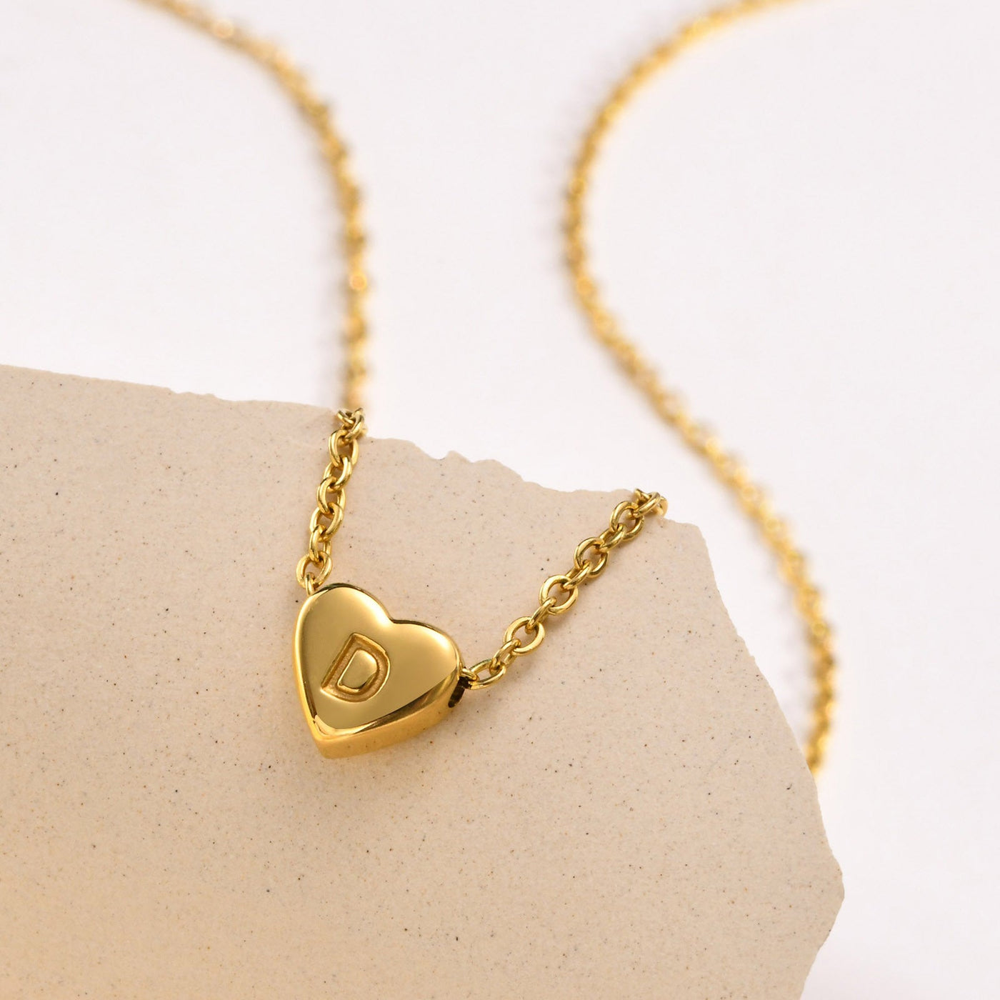 18k Gold Heart Initial Necklace