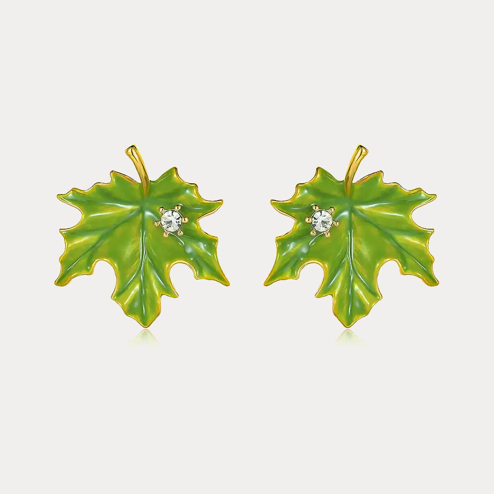 Emerald Maple Leaf Earrings