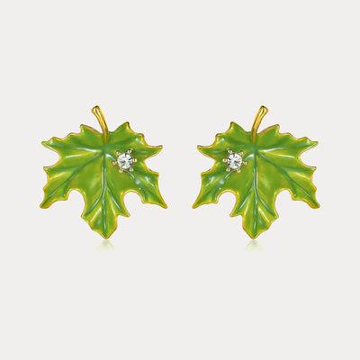 Emerald Maple Leaf Earrings