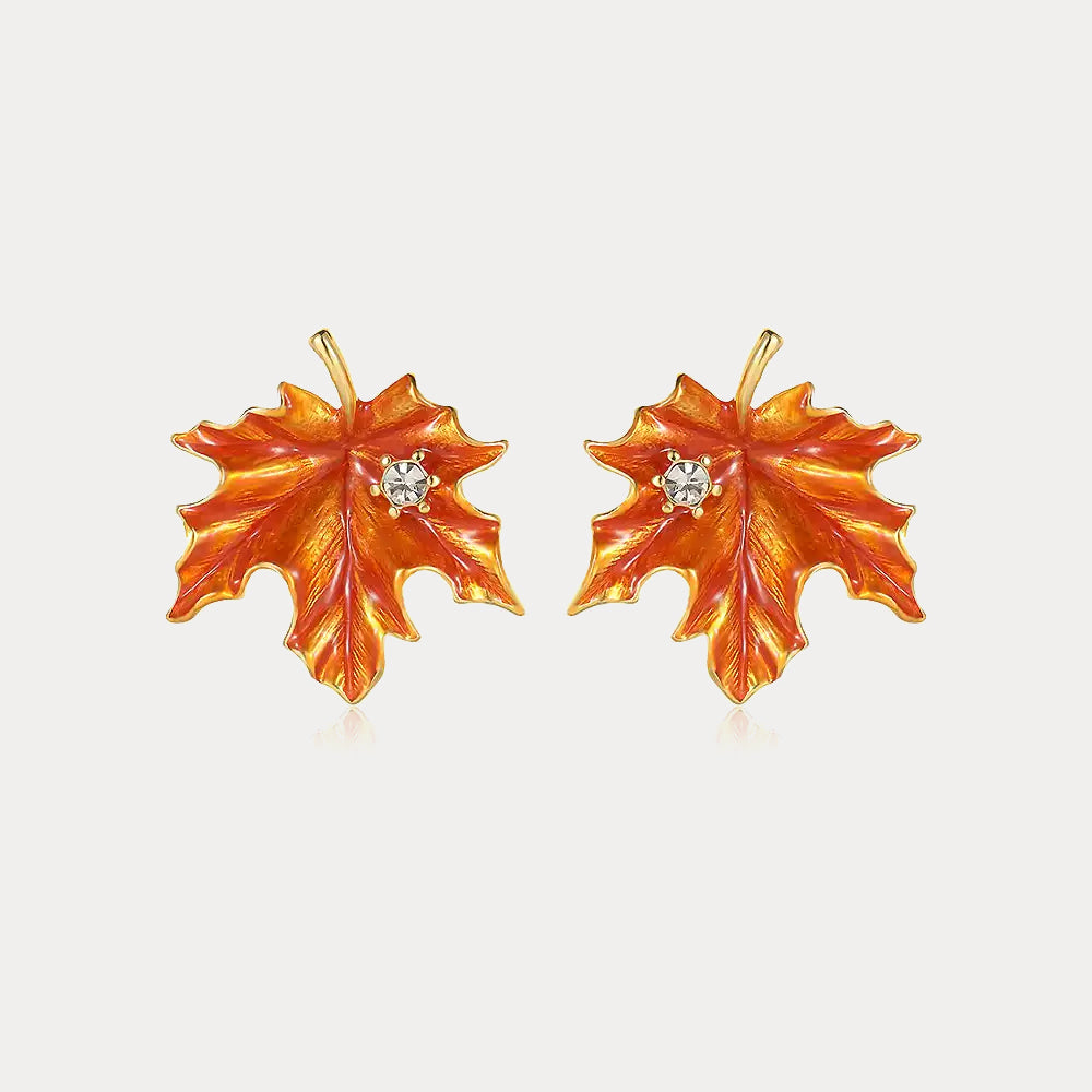 Maple Leaf Earrings in Vibrant Orange