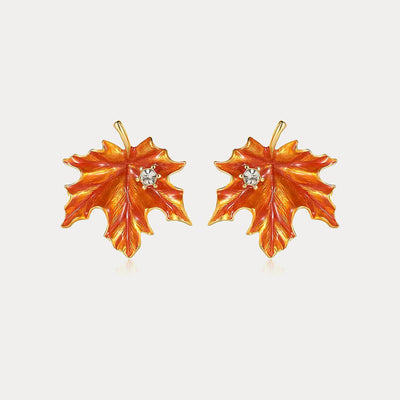 Maple Leaf Earrings in Vibrant Orange
