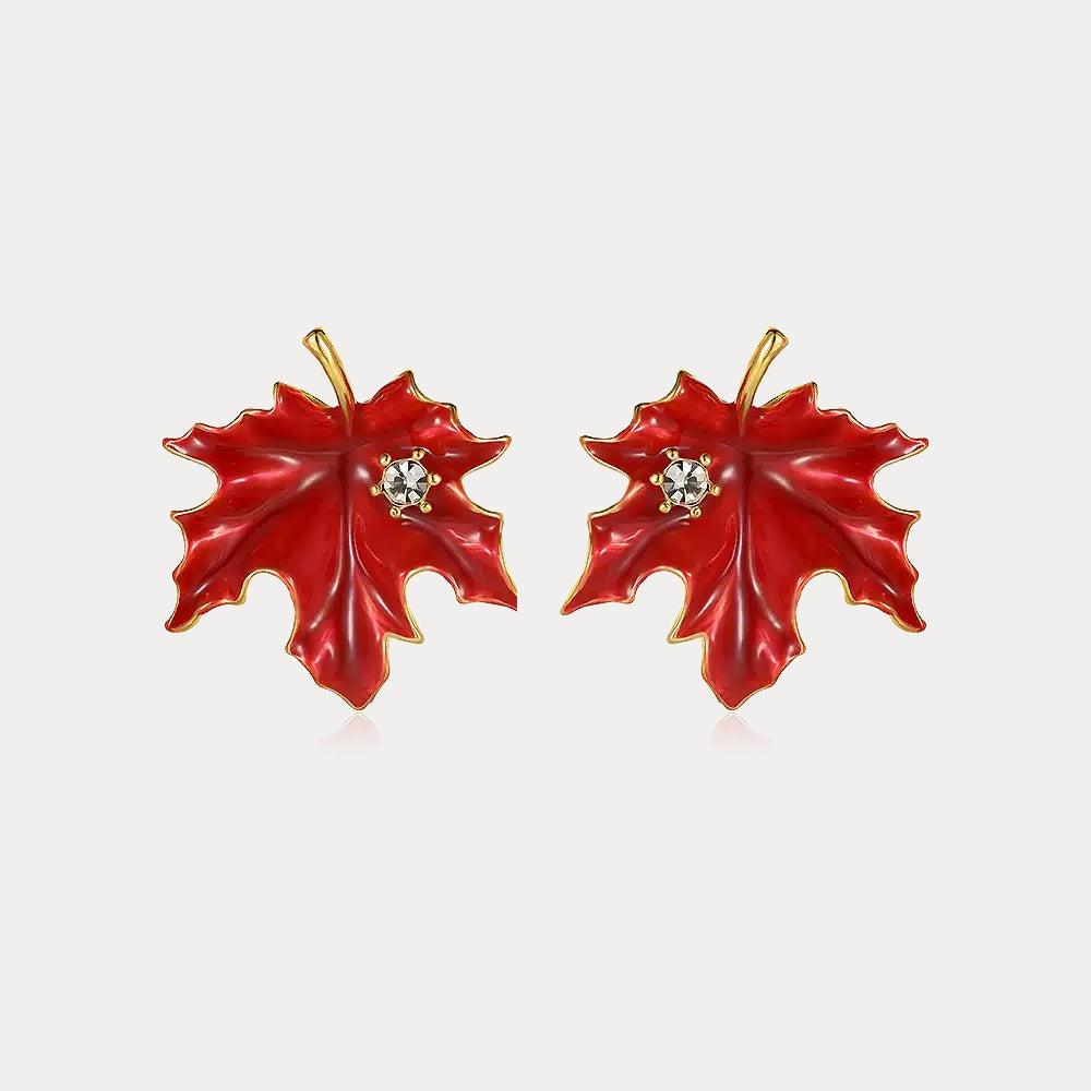 Crimson Maple Leaf Earrings