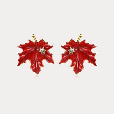 Crimson Maple Leaf Earrings
