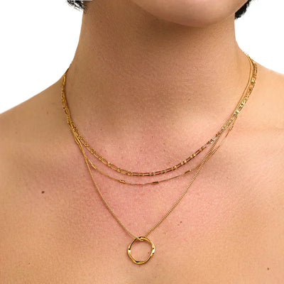 Circa™ | Three Row Gold Open Circle Necklace