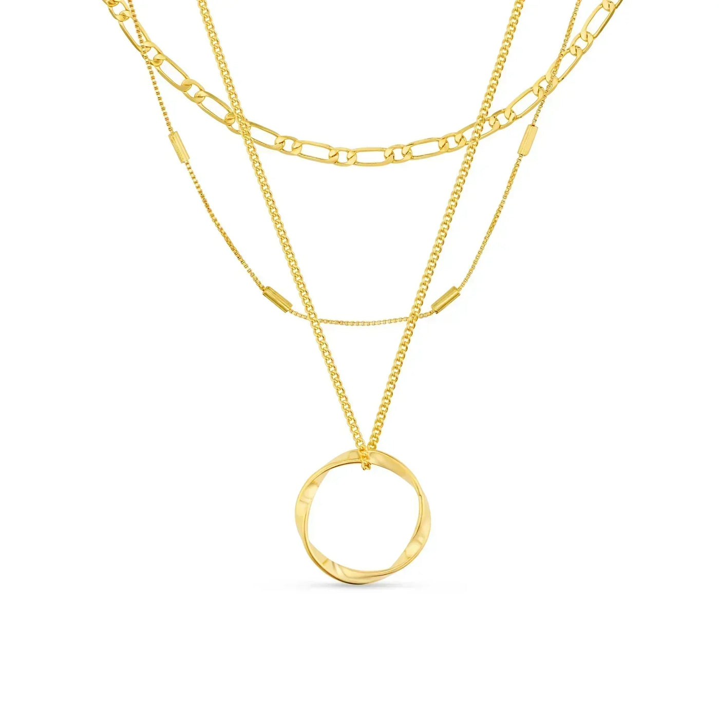 Circa™ | Three Row Gold Open Circle Necklace