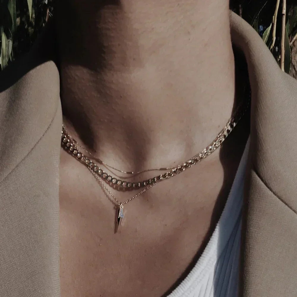 Vero™ | Gold Curb Chain Necklace with Flat Links