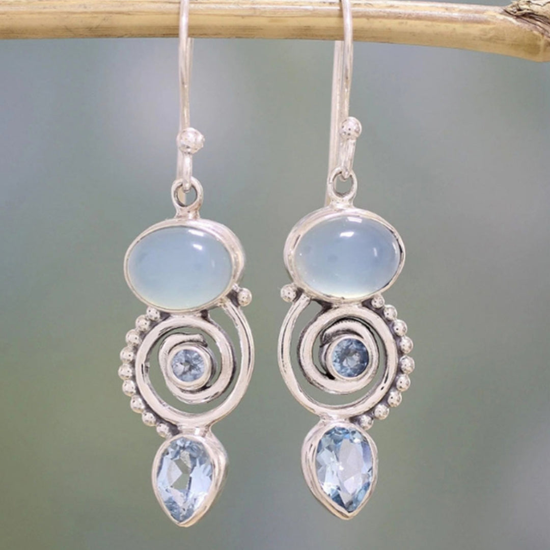 Verde™ | Unique Vintage Silver Moonstone Earrings