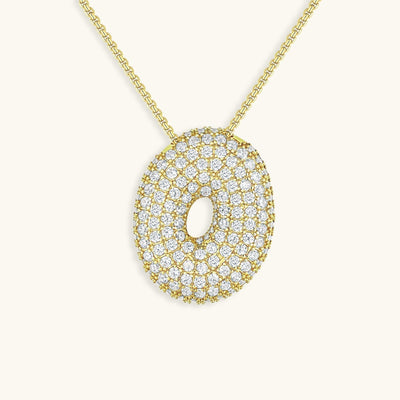 18k Gold Bubble Name Necklace with Diamond Accent