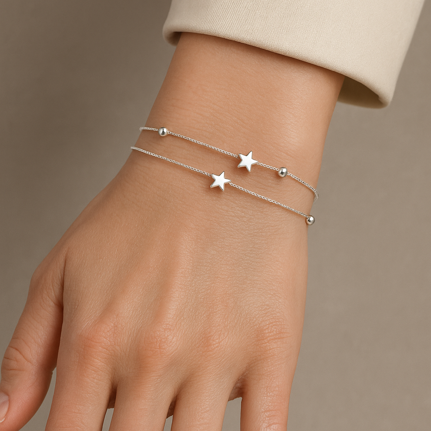 Star-Embellished Silver Bracelet