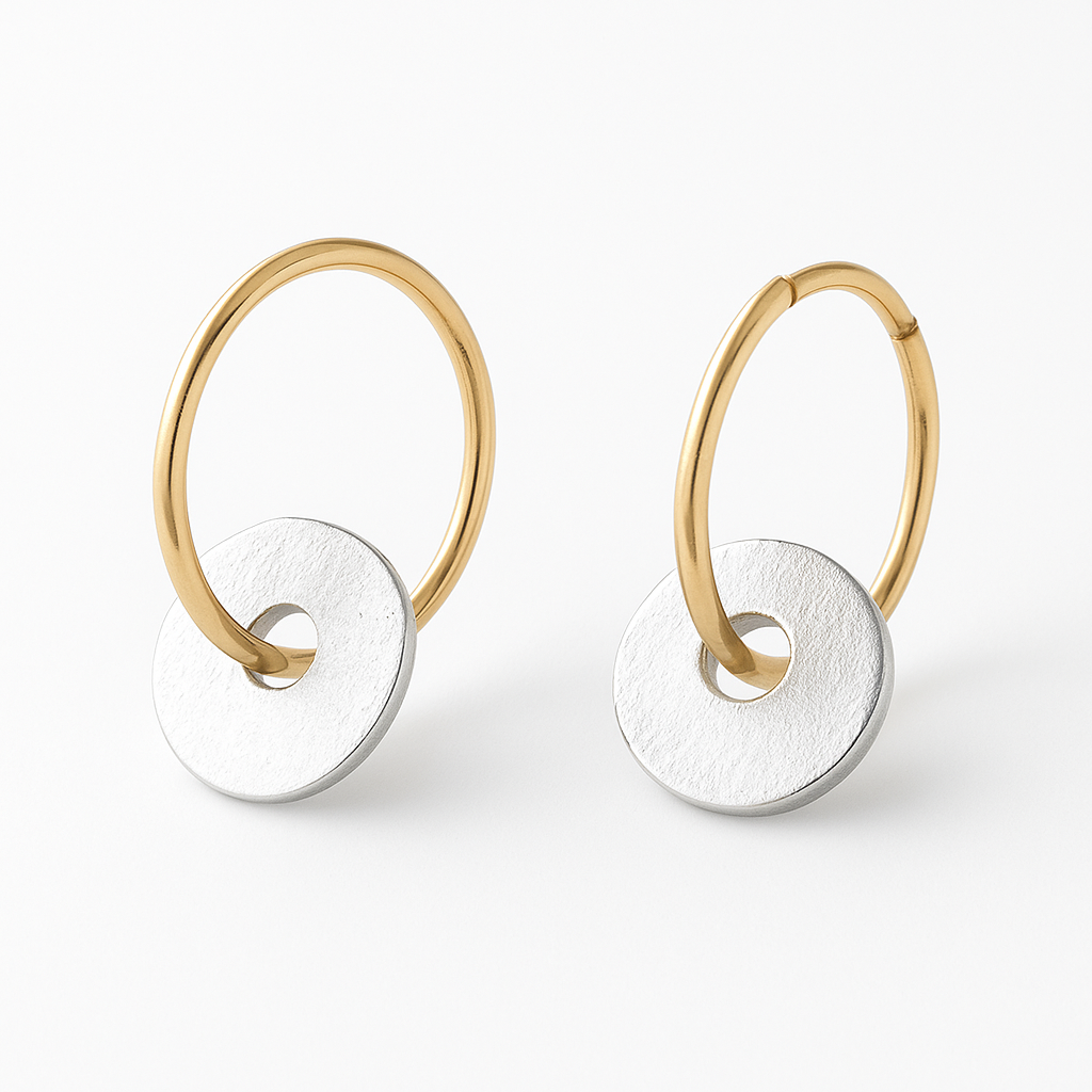 Gilded™ | Women's Gold-Plated Hoop Earrings & Silver Accents