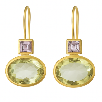 Vintage™ | Women's Gold Earrings with Green Crystals