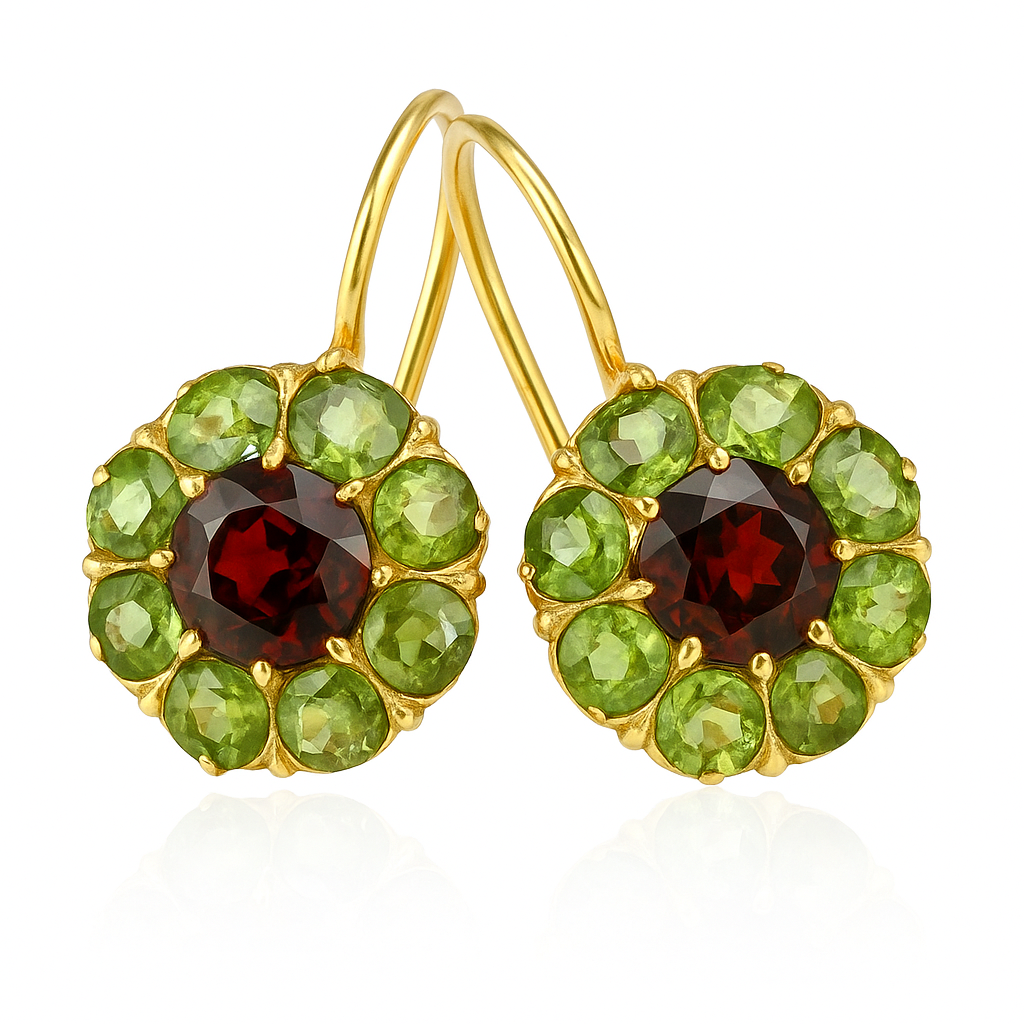 Retro Elegance™ | Green and Red Crystal Drop Earrings